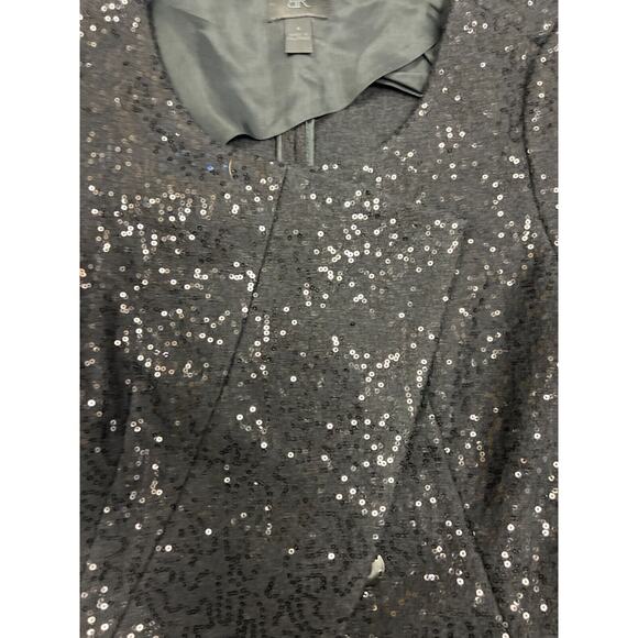 Banana Republic Blazer Black Sequin 3/4 Sleeve Jacket Size 4 - Picture 4 of 9